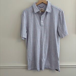 Faherty Blue, red, and White Striped Polo Shirt